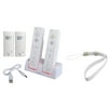Insten 2 2800 Battery Packs + Dual Remote Charger Station + Wrist Strap for Nintendo Wii / Wii U Controller (3-in-1 Accessory Bundle)