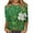 Turquoise, variant on Plus Size T Shirts for Women St Patricks Day 3/4 Sleeve Irish Clover Print Tops Dressy Casual Round Neck Loose Bouse Tunic Blouses St Patricks Day Party Tops 2026