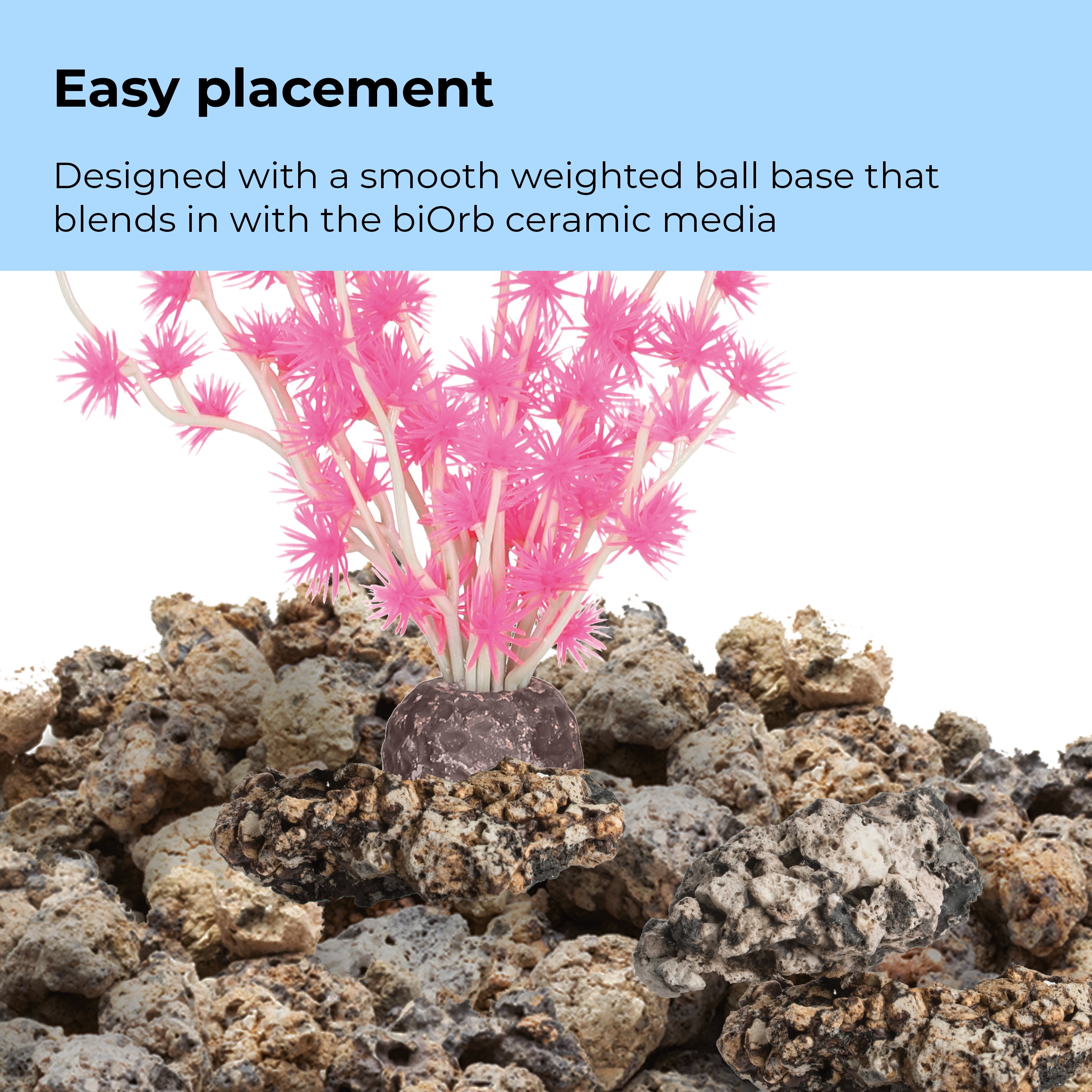 biOrb Aquarium Plant Bonsai Ball - Plastic, Small, Pink Aquarium Plant Decoration