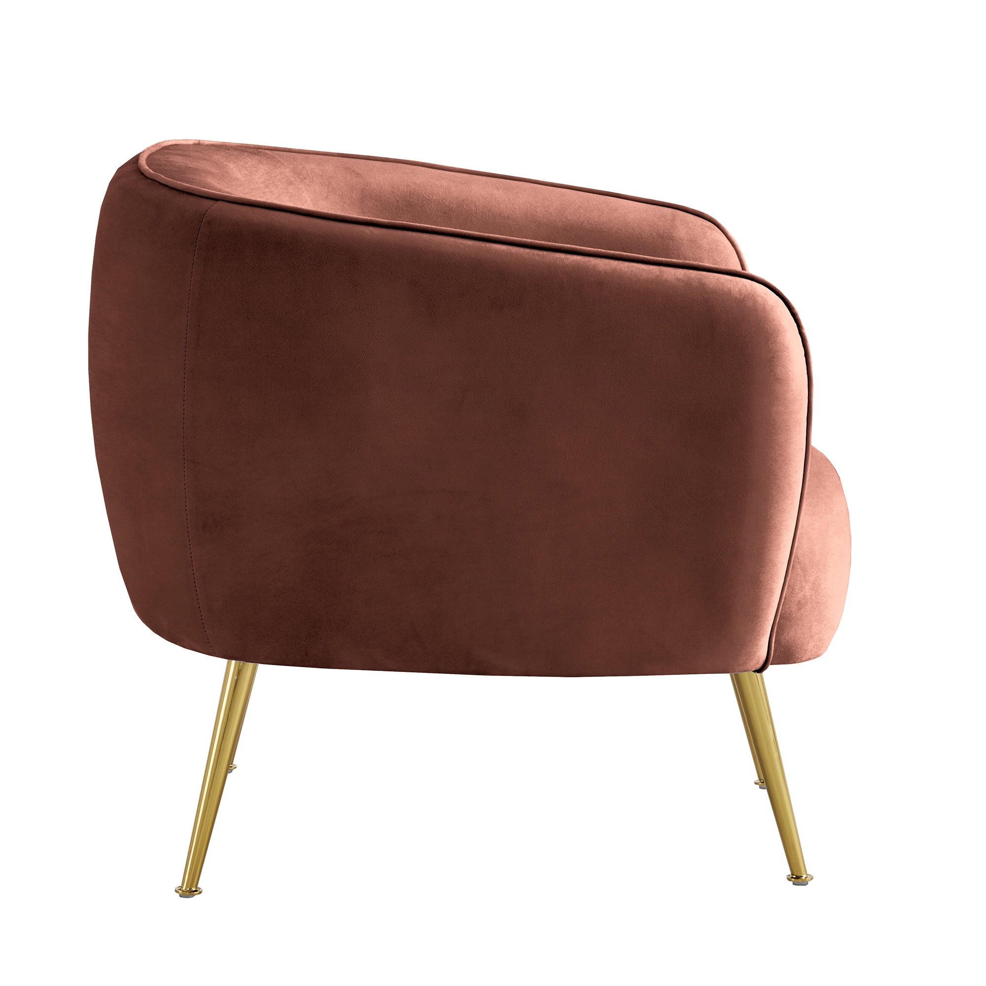 Ember Interiors Cuno Brass Finish Velvet Upholstered Accent Chair, Blush Pink