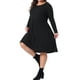 thumbnail image 4 of Vestidos de talla grande para mujer Agnes Orinda, vestido midi de punto acanalado de manga larga y cuello redondo 2X negro, 4 of 6