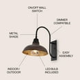 thumbnail image 4 of JONATHAN Y Stanley 12.25" 1-Light Farmhouse Industrial Indoor/Outdoor Iron LED Gooseneck Arm Outdoor Sconce, Wood Finish/Copper, 4 of 7