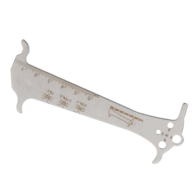 Chain Measuring Tool, Chain Damage Chain Checker Tool Silver Functional Stainless Steel With Chain Hook For Bike Chain