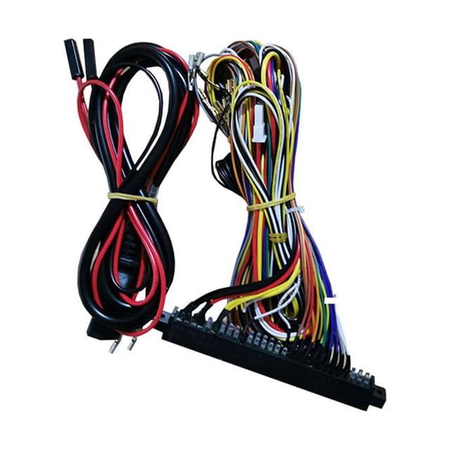 Injueey Arnés de interfaz de lucha callejera de 56 pines, pantalla LCD, consola de juegos de salón recreativo, controlador de cable, cables Videojuegos y accesorios 6 teclas