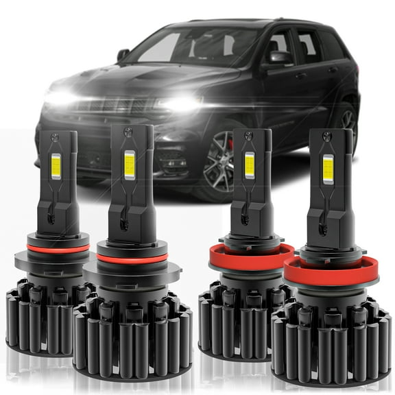 For Jeep Grand Cherokee 2014-17 Front LED Headlight Bulbs High/Low Beam,Pack of 4