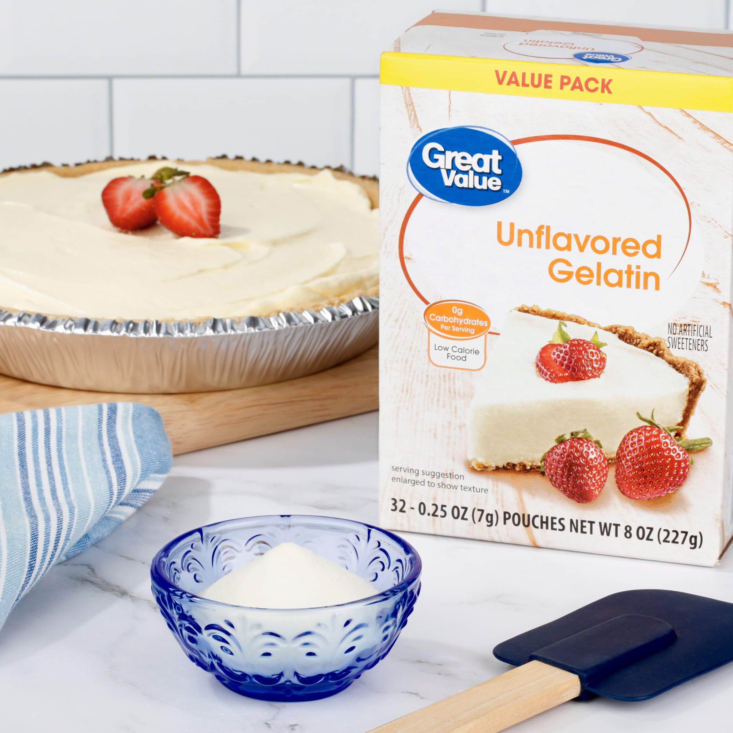Great Value Unflavored Gelatin Mix, 0.25 oz, 32 Count