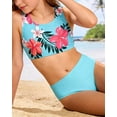 thumbnail image 6 of Aideaone Girls Bikini Swimsuits Set for Girls 3 Piece Skirt Bathing Suits Swim Dress Hawaiian Beach Swimwear with Kimono Cover Up, 6 of 7