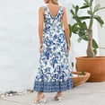 thumbnail image 7 of Ruyang V-Neck Floral Printed Summer A-Line Elegant Dresses Womens Vintage Sleeveless Beach Sundress Ladies Casual Loose Boho Dress, 7 of 7