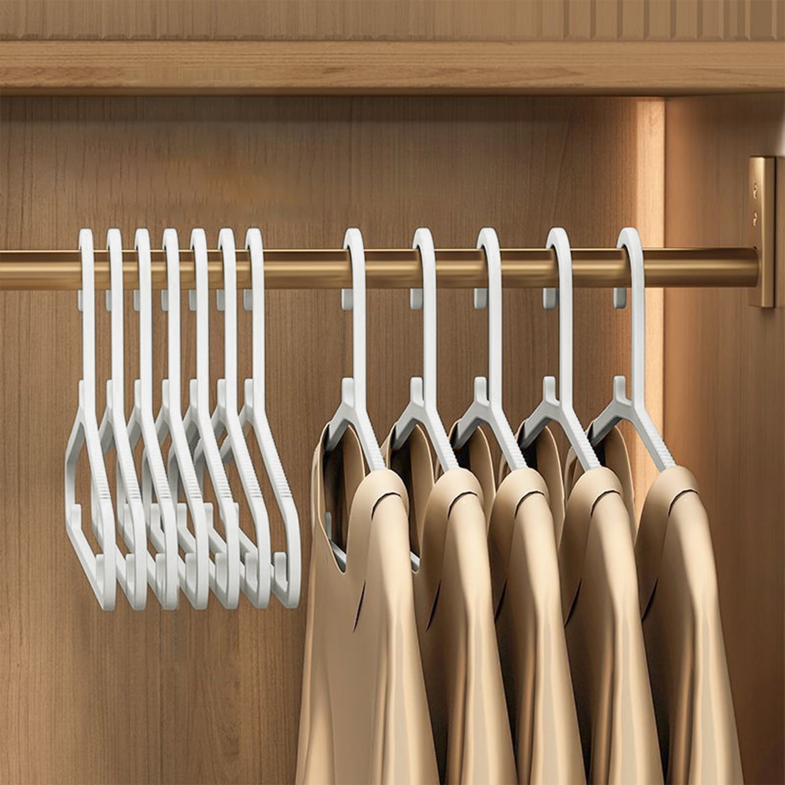Plastic Clothes Hangers Non Slip Shoulders | Space Saving Slim Design | Anti Marking Windproof Hook | Wet or Dry Use | Multi-Purpose Closet Organizer | 20 Pack | Gray White | 15.75x7.09in