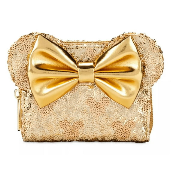 Disney Parks Minnie Mouse Gold Sequin Loungefly Wallet New With Tag