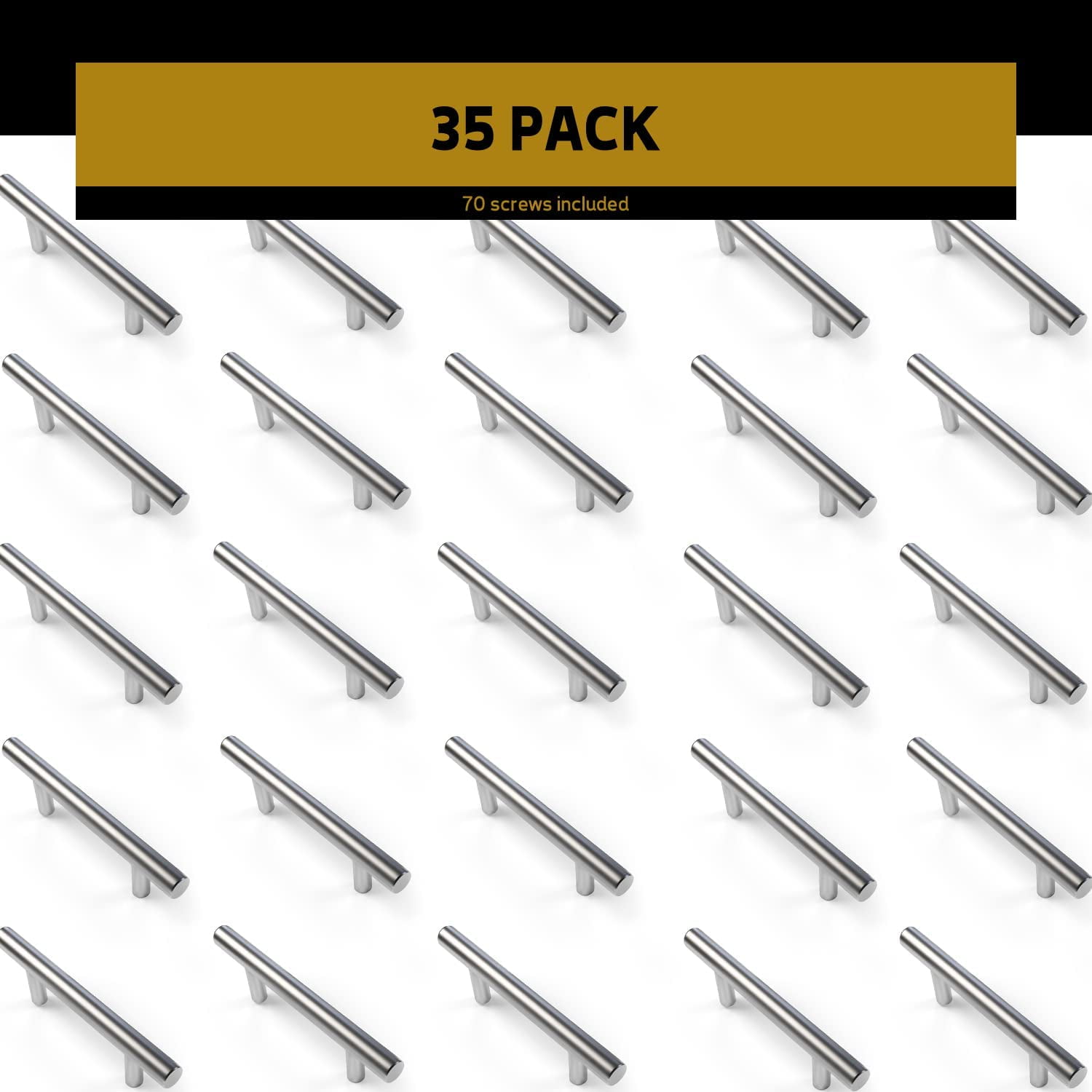 Mega Handles / Cabinet Pulls 6 Inch / Stainless Steel Cabinet Handle Pulls / Satin Nickel / 35 pack