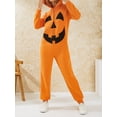 thumbnail image 3 of Halloween Couple Jumpsuit Pajamas Print Long Sleeve Zip Hooded Romper Sleepwear for Women Men, 3 of 9