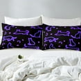 thumbnail image 4 of Black Cat Twin Sheets Set, Glowing Stars Moon Bed Sheets Set , Neon Purple Line Cat Sheets With Deep Pocket, Kawaii Kitten Flat Fitted Sheet, Cute Cartoon Cat Top Sheet Room Decor, 4 of 5