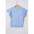 thumbnail image 6 of Women's Beau Blue Ribbed Trim Short Sleeve Sweater – Casual Summer Style for Daily Wear, XL, 6 of 11