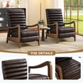 thumbnail image 3 of Bonzy Home Set of 2 Mid-Century Modern PU Leather Recliners with Adjustable Backrest & Footrest – Solid Wood Frame Accent Chairs for Living Room, Bedroom & Sunroom, Brown, 3 of 7