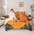 thumbnail image 3 of Homewish Kawaii Pumpkin Lantern Queen Comforter Set,Gothic Halloween Alphabet J Design Comforter Sets Queen,Halloween Reversible,3 Pieces,1 Comforter and 2 Pillowcases, 3 of 7