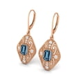 thumbnail image 2 of 8X6 MM London Blue Topaz 925 Silver Rose Plated Filigree Mother's Day Gift Women Earring, 2 of 4