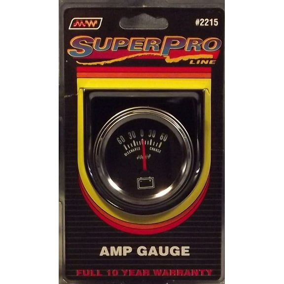 Super Pro 2 Inch Black / Chrome Bezel Amp Gauge #2215