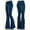 Blue, variant on Women's Lace-up Bell Bottom Denim Pants Mid Waist Stretchy Flare Juniors Jeans Flared Trouser Leggings, Blue L