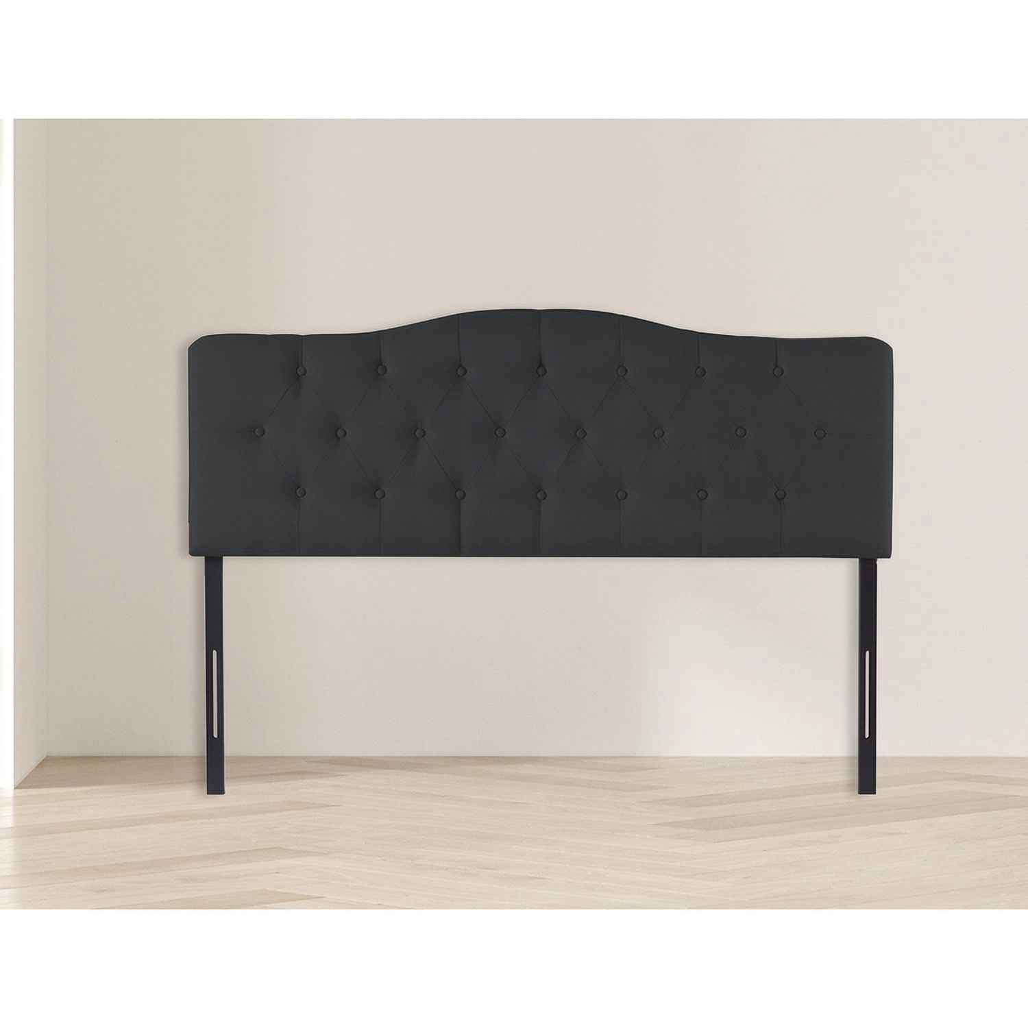 Naomi Home Cassandra Queen size headboard only, Height Adjustable Queen Size Headboard, Button Tufted Headboard with 12 Positions, Metal Legs, Wall/Bed Mount, Linen Fabric headboard Queen, Black