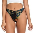 thumbnail image 1 of KLL Culotte Guitariste Chat Nuit Étoilée pour Femmes Sans Couture Strings, String Aguichant Invisible G-String Taille Basse Culottes Sans Couture Taille en V pour Dames-4TG, 1 of 6