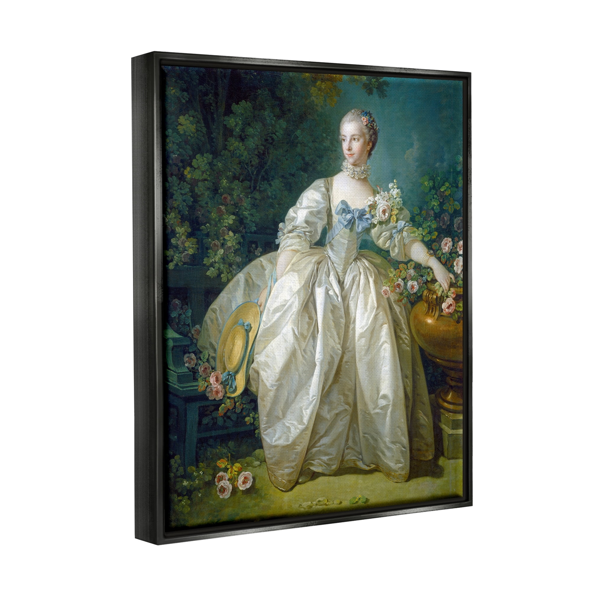Stupell Industries Madame Bergeret Francois Boucher Classic Painting Painting Jet Black Floating Framed Canvas Print Wall Art, Design by one1000paintings
