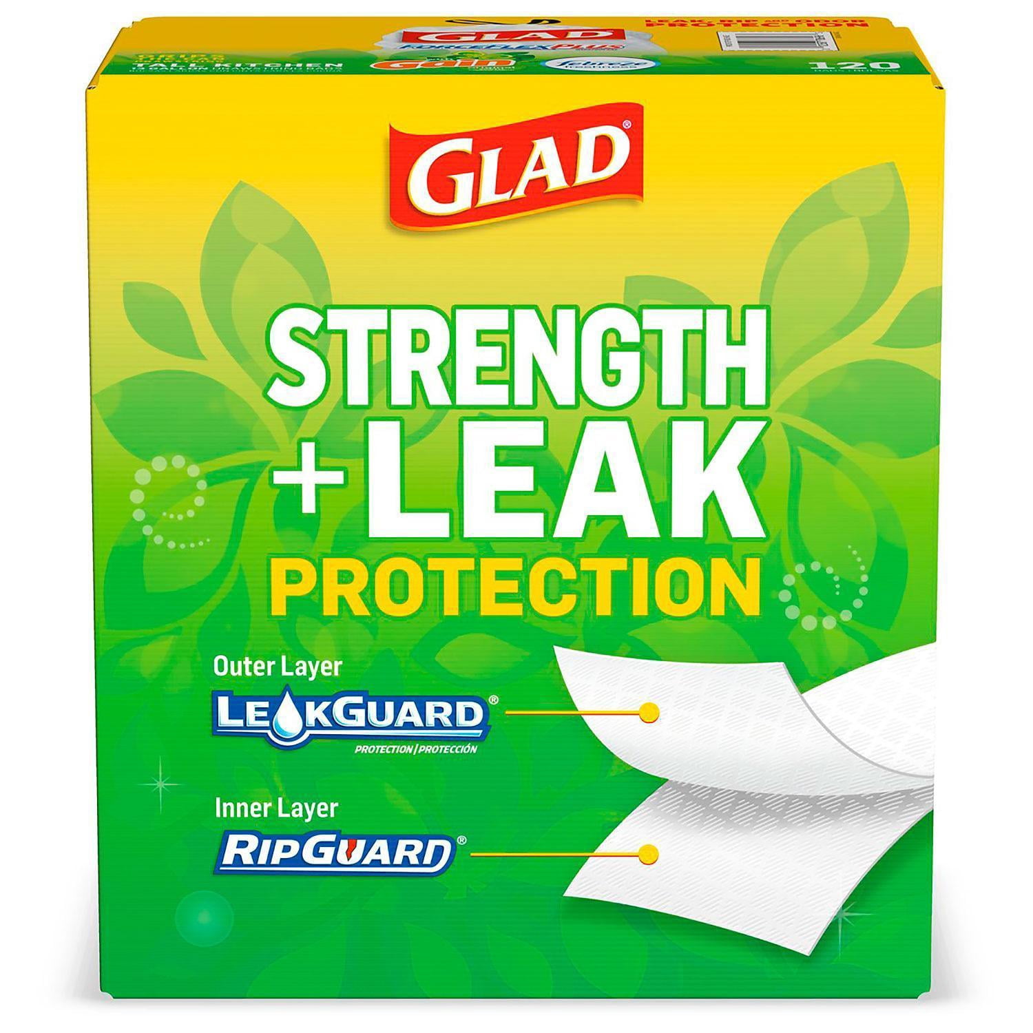 Glad ForceFlex OdorShield Drawstring Trash Bags, Gain Scent, 13 Gallon., 120 Count