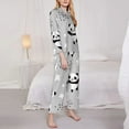 thumbnail image 3 of Vsdgher Pandas Pajamas Set Long Sleeve Sleepwear Womens Button Down Nightwear Pj Sets-Small, 3 of 7