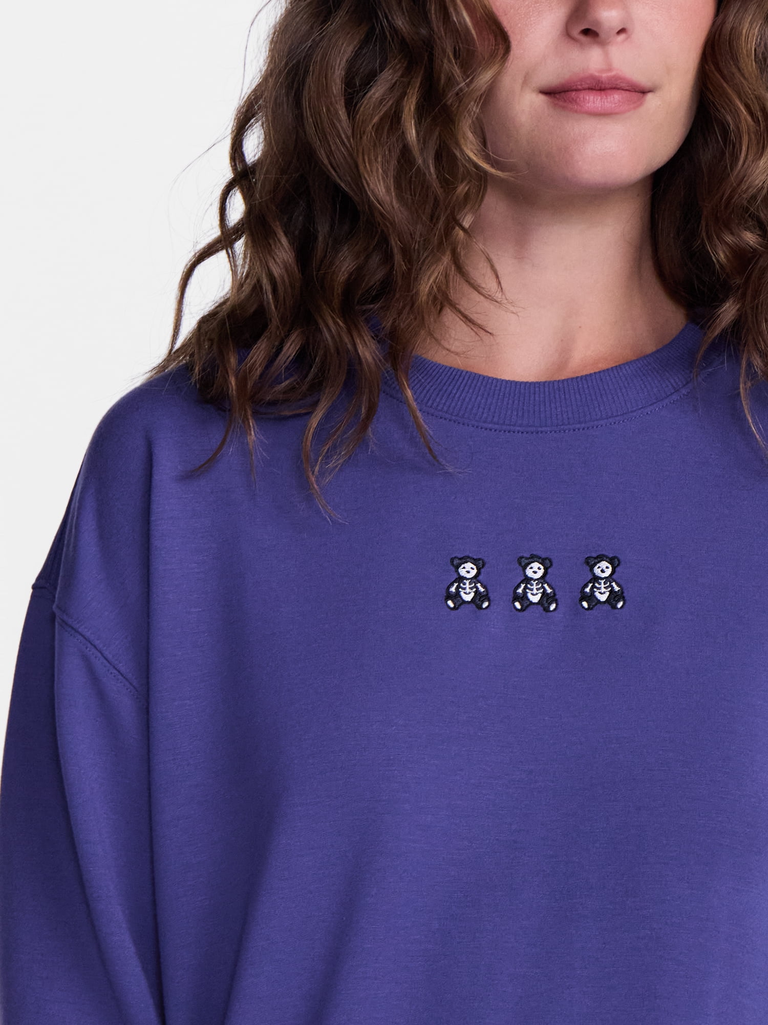 Halloween and Fall Women's French Terry Knit Lounge Sleep Top with Long Sleeves, Sizes XS-3X