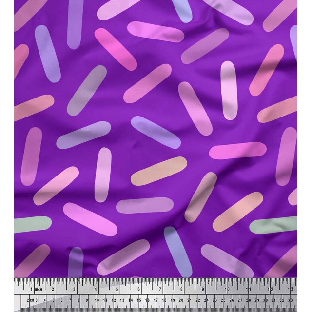 Soimoi Purple Poly Georgette Fabric Brush Stroke Abstract Print Fabric by Yard 42 Inch Wide