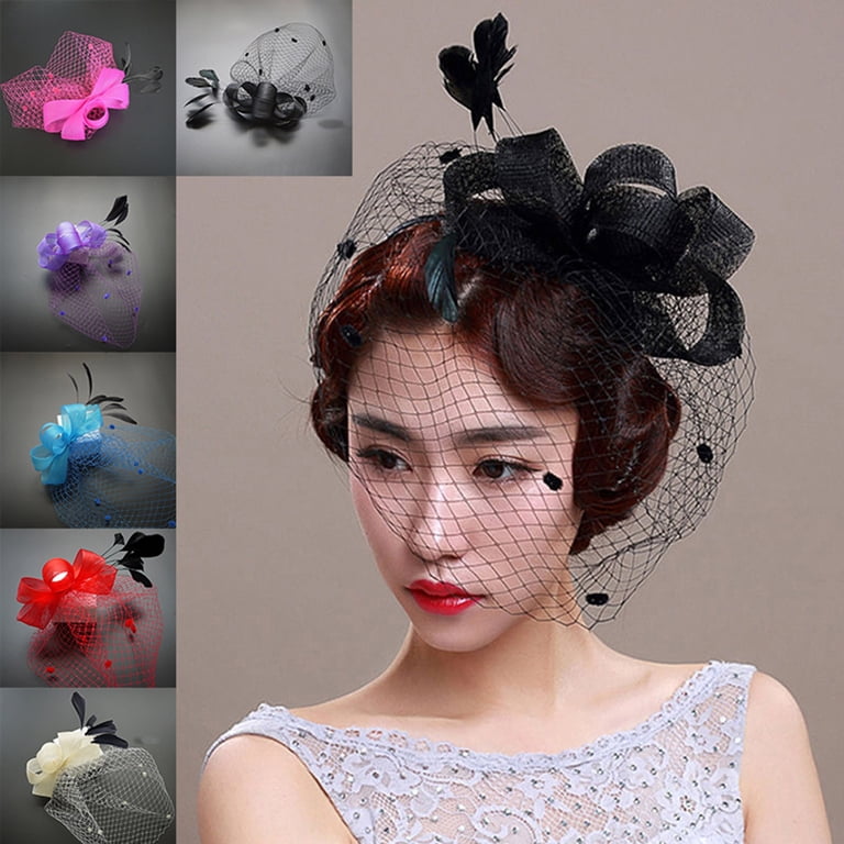 Jiaroswwei Women Retro Bow Feather Net Veil Wedding  display picture 1