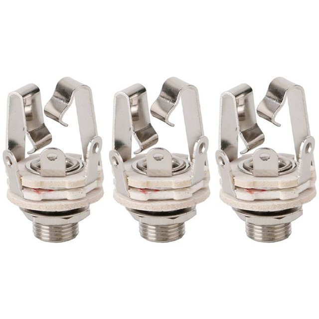 3X Enchufe de Conector de Cable de Audio de Dos Canales Jack 6.5 Con Un Interruptor Estéreo 6.5 Hembra para Guitarra
