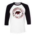 thumbnail image 1 of Christmas at the Cabin Three-Quarter Raglan Sleeve Baseball Shirt Unisex X-Large White/Black, 1 of 5