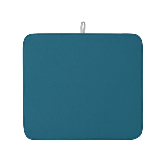 Dark Teal Dish Drying Mats for Kitchen Counter,Absorbent Microfiber Dish Drainer Rack Mat Solid Green Color Drying Pad for Sinks,Utensils,Countertops,16x18in