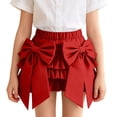 thumbnail image 2 of dazeni Girls Cute Bow Skirts School Uniforms Skirts High Waiste Pleated Skirts Casual A Line Tiered Elastic Waisted Skirts Red Size 7 Years, 2 of 9