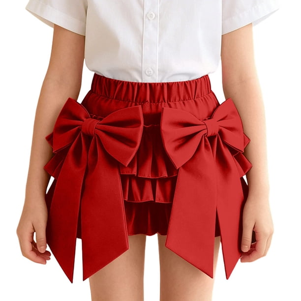 Odeerbi Niñas Big Bow Falda En Capas Falda Plisada de Cintura Alta