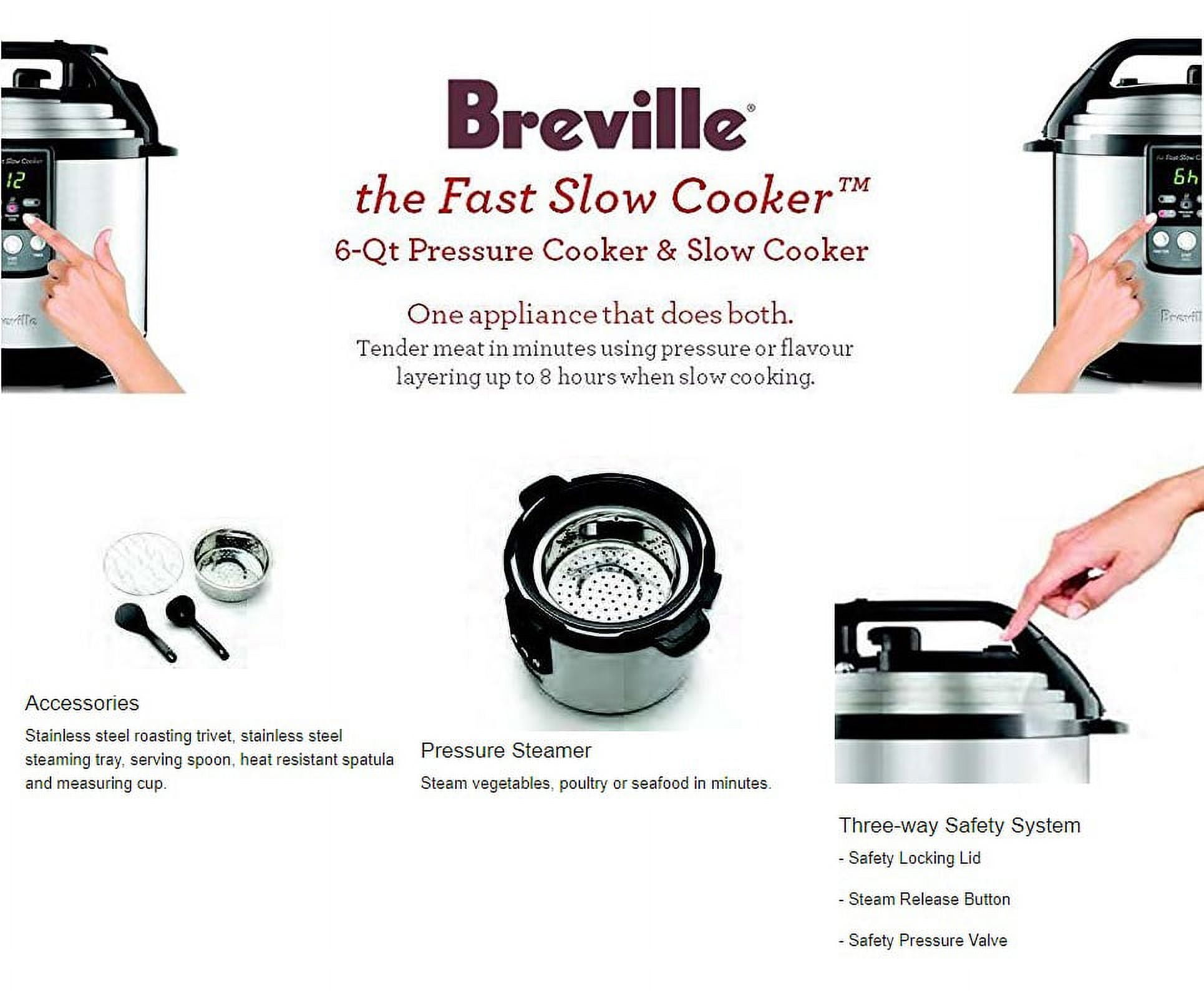 Breville BPR650BSS the Fast Slow Cooker & Pressure Cooker Steamer 6-Qt