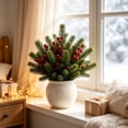thumbnail image 4 of Christmas Artificial Flower Arrangement, Frosted Cedar Picks with Red Berries for Garden Home Living Room Balcony Decor, 4 of 8