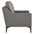 thumbnail image 3 of Armchair Accent Chair, Grey Gray, Leather, Mid Century Living Lounge Cafe Lobby Hospitality Restaurant, Modern Contemporary HB34320, 3 of 8