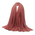 thumbnail image 3 of Soft Long Scarf for Women Plain Pleated Shawl Hijab Jewish Head Shawl Headscarf Headwrap Light Red, 3 of 8