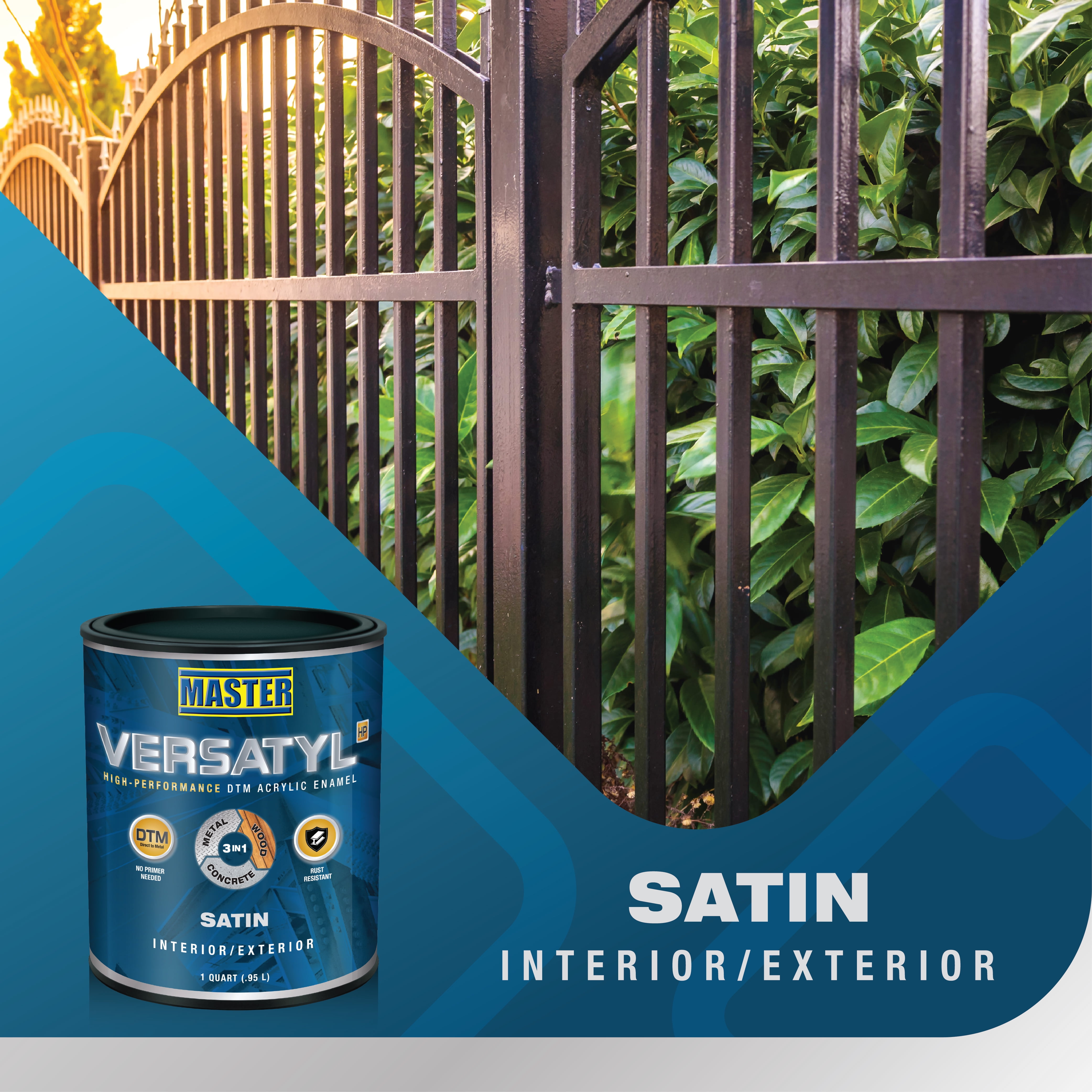Master Versatyl High Performance Direct to Metal Acrylic Enamel Interior/Exterior Satin White 1 Qt