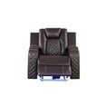 thumbnail image 3 of Benz LED & Power Recliner Chair Made With Faux Leather in Brown, 3 of 10