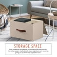 thumbnail image 2 of Ornavo Home Foldable Collapsible Large Storage Box Bins Linen Fabric Shelf Basket Cube Organizer with Leather Handles and Lid - Set of 3 - 15 x 10 x 9, 2 of 5