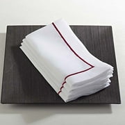 Fennco Styles Embroidered Line Design Napkins, Set of 4, Many Colors (Red )