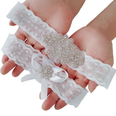 

Bridal Leg Garter Rhinestone: 2PCS Elastic Lace Garter Wedding Garter for Women