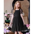 thumbnail image 2 of Oudiya Girls Tulle Dresses Puff Sleeve Bow Tie Back Spring Summer Party Holiday Dress for Kids 6-16, 2 of 6