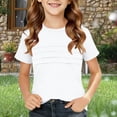 thumbnail image 2 of hoksml Girls Short Sleeve T-Shirt, Crew Neck Casual Top, Solid Color Tee for Boys and Girls for Back to School, 2 of 5
