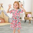 thumbnail image 3 of FORMRS Girls Short Sleeve Dress Summer Casual Round Neck A-line Beach Sundress, Sizes 2T-8T, Pink Tropical Pattern, 3 of 8