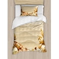 thumbnail image 1 of Shell Duvet Cover Set Twin Size, Seashells Frame with Sand Exotic Summer Vacation Ocean Souvenirs Blurred Photograph, 2 Piece Bedding Set with 1 Pillow Sham, Multicolor, by Ambesonne, 1 of 3