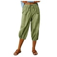 thumbnail image 2 of Capri Harem Pants for Women Spring Summer Elastic High Waist Relaxed Fit Cropped Pants Capris with Pockets, 2 of 8